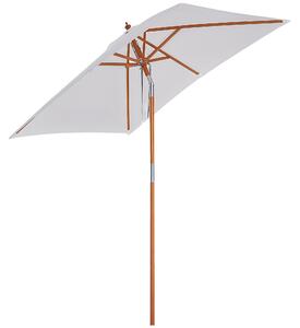 Outsunny Ombrellone da Giardino 2x1.5m Inclinabile con 6 Stecche, Apertura con Corda e Palo Centrale in Legno di Abete, Beige | Aosom