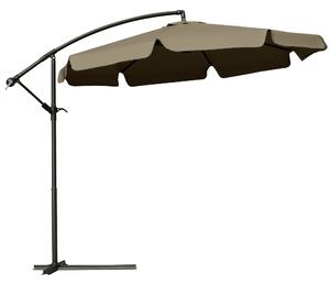 Outsunny Ombrellone da Giardino a Braccio con Apertura a Manovella in Metallo e Poliestere, Ø2.7x2.7 m, Caffè