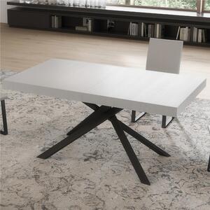 Tavolo Allungabile 160 cm con 2 allunghe NIKET Dimensioni 80x160xh77 cm estensibile fino a 244 cm Allunghe da 52 cm, gambe Antracite Tavolo colore Bianco Antracite