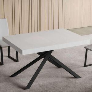 Tavolo Allungabile 140 cm con 2 allunghe NIKET Dimensioni 80x140xh77 cm estensibile fino a 224 cm Allunghe da 52 cm, gambe Antracite Tavolo colore BIANCO FRASSINO