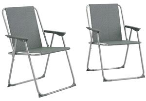 Outsunny Set 2 Sedie da Giardino Pieghevoli con Braccioli e Seduta in Tessuto Traspirante, Grigio|Aosom