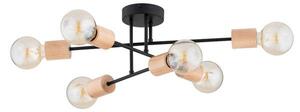 Lampada da soffitto LA-STENA nero-legno chiaro 6xE27x15W metallo dim.: 22x49x60,5 cm IP20 Alfa