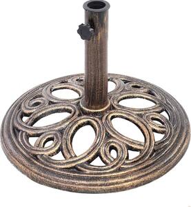 Supporto per ombrellone, supporto rotondo per ombrellone da mercato, supporto per ombrellone da balcone in ghisa, supporto per ombrellone per asta da 38/48 mm, per giardino, mercato e terrazza, supporto per ombrellone con motivo floreale, bronzo