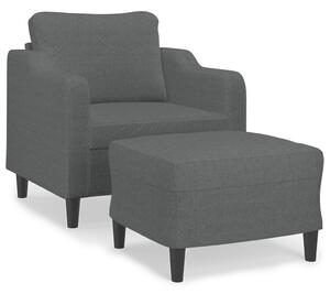Poltrona con Poggiapiedi Grigio Scuro 60 cm in Tessuto
