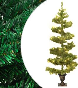 Albero di Natale Preilluminato con Vaso Verde 120 cm in PVC