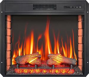 ArtiFlame AF28S: camino elettrico da incasso a LED con effetto fiamma 3D, 1800 W, suono crepitante, telecomando e termostato, colore nero