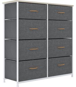 Comodino con 8 cassetti, colore grigio, dimensioni 86 x 30 x 90 cm, armadio contenitore in tessuto
