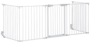 PawHut Cancellino per Cani Regolabile e Pieghevole con Chiusura Automatica e Blocco, 300x74.5 cm, Bianco | Aosom Italy