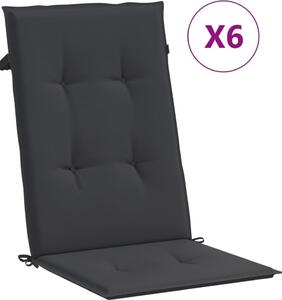 Cuscini per Sedie 6 pz Neri 120x50x3 cm in Tessuto