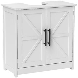 HOMCOM Mobile sottolavabo, con 2 ante magnetiche e ripiani, in stile country 60 x 30 x 60 cm, Bianco | Aosom Italy