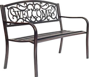Panchina da giardino a 2 posti, panchina da parco in metallo, panchina in ferro con portata fino a 320 kg, panchina da terrazza con schienale e braccioli, panchina in stile retrò per giardino, balcone, terrazza, 127x63x88 cm (bronzo)