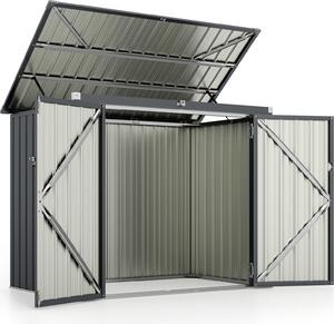 Capanno da giardino in metallo, capanno per attrezzi in acciaio zincato con 2 porte, coperchio incernierato, capanno per il giardino, 172x100x129 cm, grigio scuro