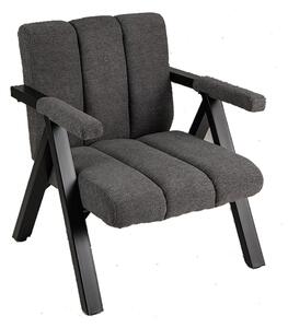 Poltrona da lettura, sedia imbottita con braccioli, struttura in metallo, schienale ergonomico, moderna poltrona lounge con 4 piedini regolabili, grigio