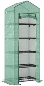 Outsunny Mini Serra a 5 Livelli da giardino con Porta a Zip per Piante, in Acciaio e PE, 69x49x193 cm, Verde | Aosom Italy
