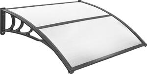 Tettoia per porta d'ingresso 102 x 98,5 cm, struttura in policarbonato e alluminio, tettoia per porta d'ingresso che protegge dal sole, dalla pioggia e dal vento, tettoia a una falda per l'ingresso di casa, grigio