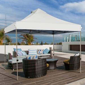 Gazebo pieghevole 3x3 m, impermeabile e con protezione UV 50+, gazebo da giardino con telaio in metallo e borsa da trasporto, tenda per feste regolabile in altezza (bianca)