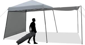 Gazebo pieghevole 3 x 3 m, gazebo da giardino con 2 tende da sole regolabili, gazebo per feste con borsa per il trasporto, gazebo pieghevole impermeabile, gazebo da giardino per feste, picnic e barbecue, grigio