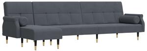 Divano Letto a L Grigio Scuro 271x140x70 cm in Velluto