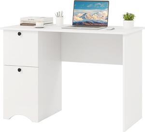 Scrivania multifunzionale per computer con 2 cassetti, scrivania salvaspazio per lavoro, studio e gaming, bianca