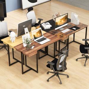 Scrivania con cassetto, 120×55 cm; scrivania per computer con struttura in metallo e poggiapiedi, scrivania da ufficio (noce)