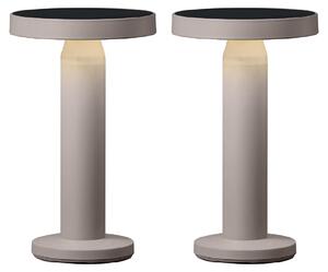 Luxus Europe - Lampada da tavolo solare Rio - Set da 2 pezzi, color tortora - Lampada da tavolo LED solare senza fili per esterni - Alimentazione a energia solare e ricarica tramite USB-C