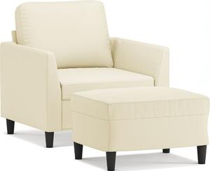 Poltrona con Poggiapiedi Crema 60 cm in Pelle finta