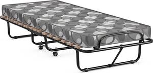 Letto pieghevole per ospiti, letto pieghevole 80x190 cm per adulti, letto singolo con materasso in memory foam, lettino da viaggio con 4 rotelle, portata massima 130 kg (grigio)