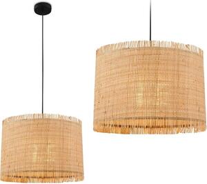 Lampada a sospensione Briloner Borra, paralume in paglia, stile boho, attacco E27, naturale, Ø40 x 128 cm