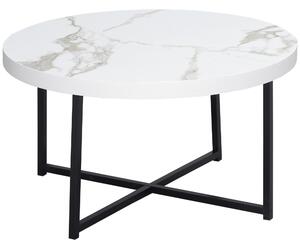 GOTOTO Tavolino da caffè Rotonda Tavolino da Salotto Bianco Tavolo Tavolino Moderno in Metallo 40x43cm 