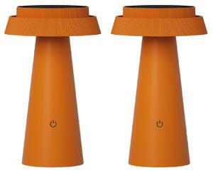Luxus Europe - Lampada da tavolo solare Mambo - Set da 2 - Arancione - Lampada da tavolo solare LED per esterni, senza fili, alimentata a energia solare e ricaricabile tramite USB-C