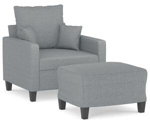 Poltrona con Poggiapiedi Grigio Chiaro 60 cm in Tessuto