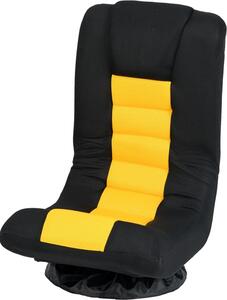 Poltrona da pavimento pieghevole, sedia da gaming girevole a 360° con schienale regolabile in 4 posizioni, cuscino per il collo e base in metallo, imbottita in spugna, colore giallo