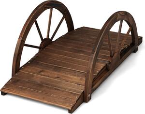 Ponte in legno con ringhiera a semicerchio, ponte da giardino in legno di abete, ponte per laghetto con portata fino a 75 kg, ponte decorativo per giardino, laghetto, terrazza e cortile, 101 x 48,5 x 38 cm, marrone scuro