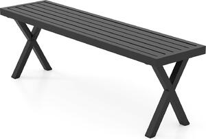 Panchina da giardino in metallo KOMFOTTEU, panchina resistente alle intemperie senza schienale, panchina da parco con portata fino a 360 kg, panchina in metallo 138 x 36 x 46 cm, panchina da balcone per veranda, cortile, prato, nera