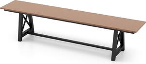 Panchina da terrazza extra lunga da 183 cm, panchina da esterno per 4 persone con seduta in HDPE resistente alle intemperie e struttura metallica rinforzata, panchina, marrone + nero