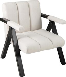 Poltrona da lettura, sedia imbottita con braccioli, struttura in metallo, schienale ergonomico, moderna poltrona lounge con 4 piedini regolabili, beige + nero