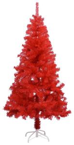 Albero di Natale Artificiale Sottile con Base Rosso 150 cm PVC