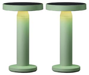 Luxus Europe - Lampada da tavolo solare Rio - Set da 2 - Verde scuro - Lampada da tavolo LED solare senza fili per esterni - Alimentazione a energia solare e ricarica tramite USB-C