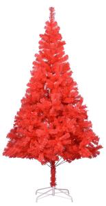 Albero di Natale Artificiale Sottile con Base Rosso 180 cm PVC