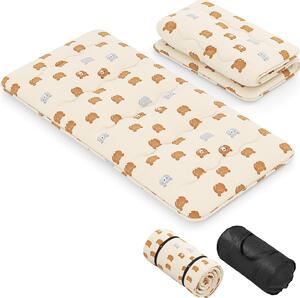 Materasso da pavimento 90x200 cm, materasso futon in stile giapponese, tatami pieghevole e trasportabile, materasso pieghevole con borsa da trasporto e rivestimento sfoderabile, marrone chiaro