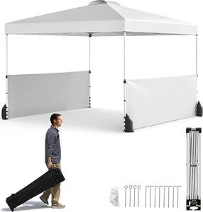 Gazebo da giardino 3x3 m, gazebo pop-up con 3 livelli di altezza regolabili, pareti laterali, pieghevole e trasportabile con borsa a rotelle, 8 picchetti, 4 ancore, 4 corde