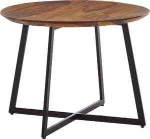 Tavolino 60x60x45 cm in legno massiccio di sheesham / metallo tavolino rotondo | Wohnling