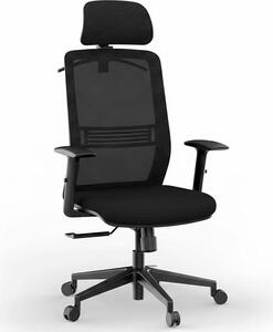 Sedia da ufficio ergonomica OC17B, con poggiatesta 2D, nera