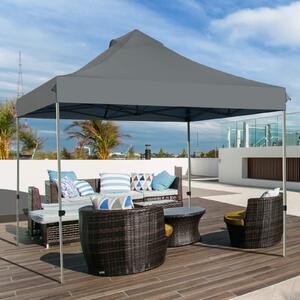 Gazebo pieghevole 3x3 m, impermeabile e con protezione UV 50+, gazebo da giardino con telaio in metallo e borsa da trasporto, tenda per feste regolabile in altezza (grigio)