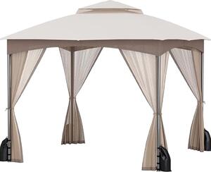 Gazebo 3 × 3 m, gazebo con barbecue e zanzariera, gazebo idrorepellente con doppio tetto, con struttura in metallo, 8 picchetti, 4 sacchi di sabbia
