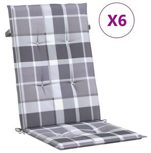 Cuscini per Sedie 6 pz Grigi a Quadri 120x50x3 cm in Tessuto