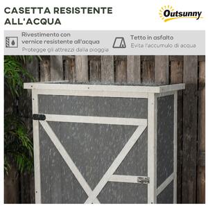 Outsunny Casetta da Giardino in Legno con Tetto Impermeabile, Armadio Porta Attrezzi da Esterno con 2 Mensole, 75x56x115cm