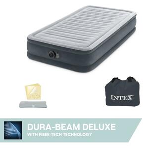 Materasso ad aria Intex - Comfort Plush Mid-Rise -1 persona - 99x191x33 cm (LxLxH) - Grigio - Pompa a motore incorporata