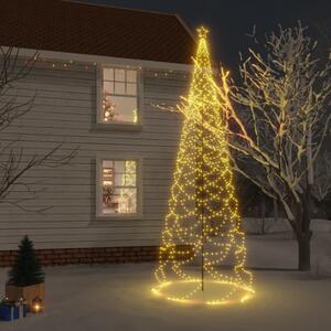 Albero di Natale con Palo in Metallo 500 LED Bianco Caldo 5 m