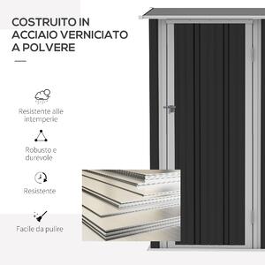 Outsunny Casetta Porta Attrezzi Capanno in Acciaio Impermeabile 142x84x189cm